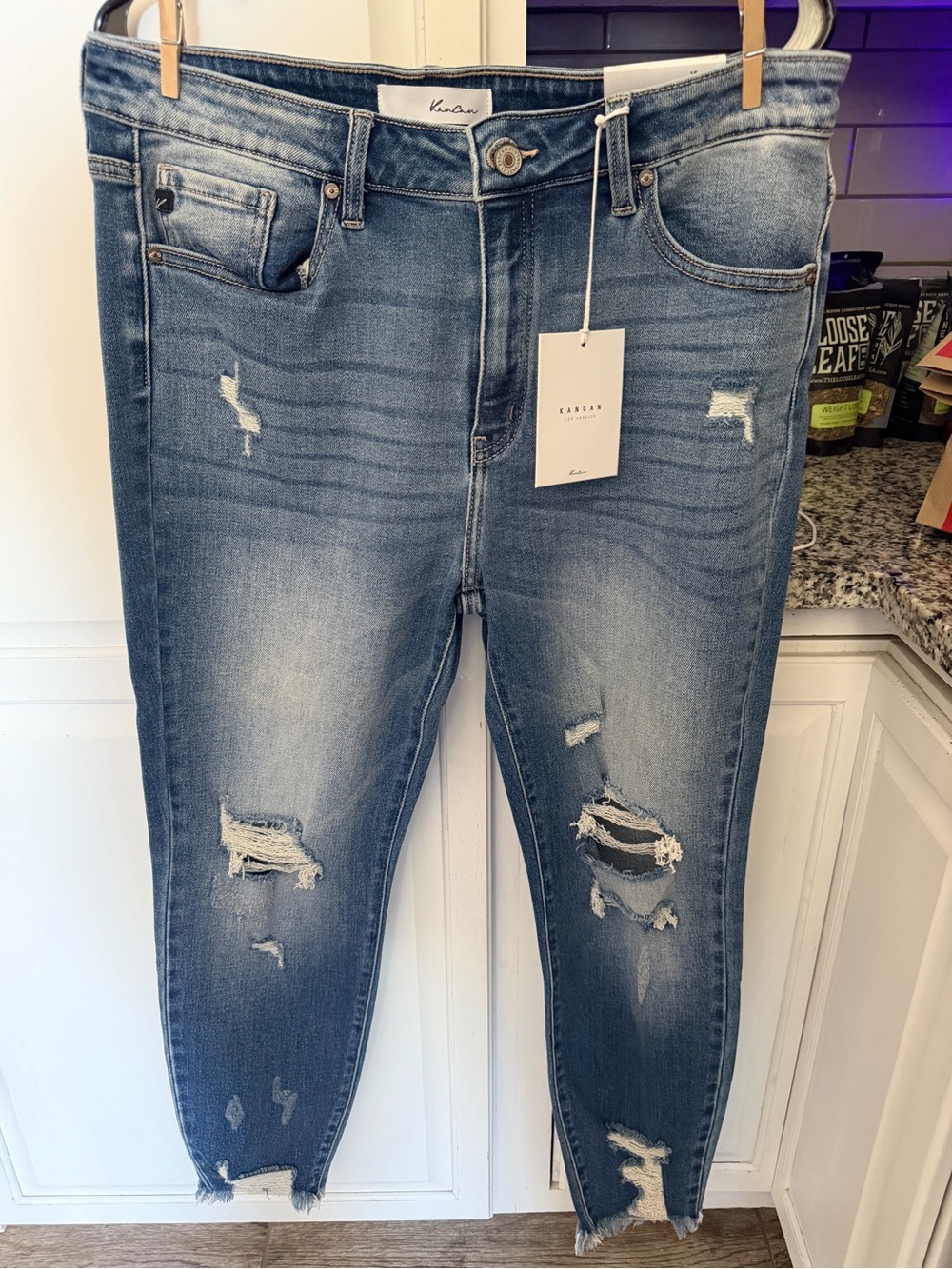 15/31 NEW Kancan Women's Distressed Blue Denim Jeans high waist